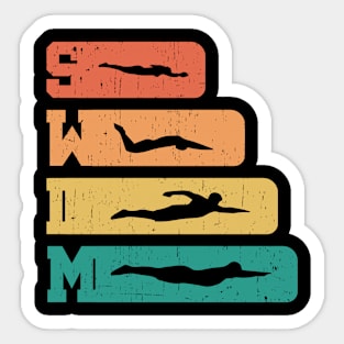 Retro Swimmer Swim Sticker